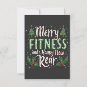 Tarjeta De Agradecimiento Feliz Fitness y Feliz Año Nuevo de Fisicoculturism
