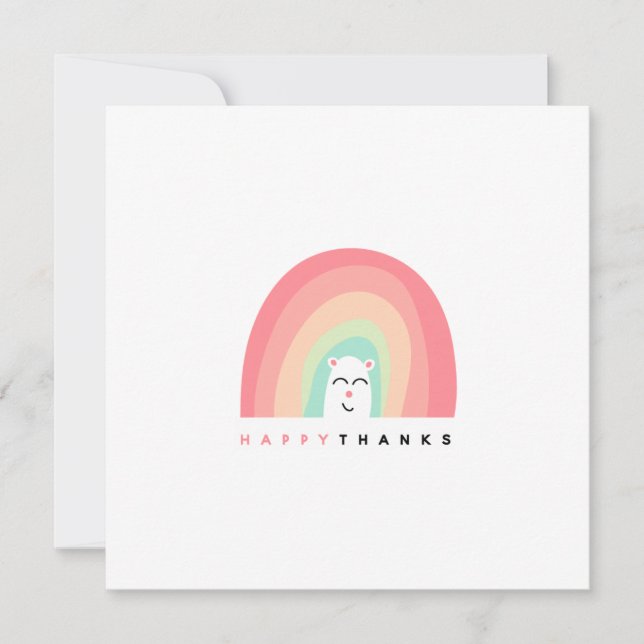 Tarjeta De Agradecimiento Feliz Gracias Animal Personalizado Arcoíris Lindo (Anverso)