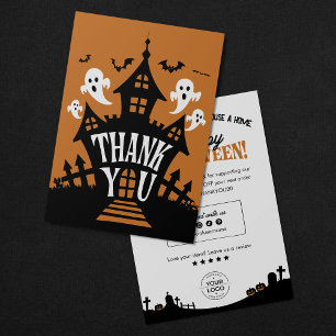 Tarjeta De Agradecimiento ¡Feliz Halloween! Casa Embrujada Agradecido Espelu
