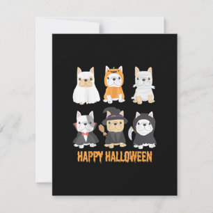 Tarjeta De Agradecimiento Feliz Halloween Pug Dogs Adorable Amante del Bulld