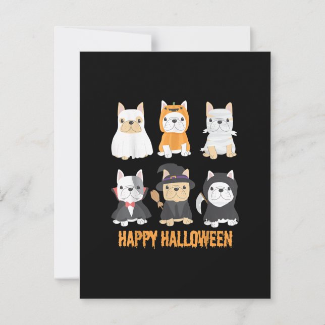 Tarjeta De Agradecimiento Feliz Halloween Pug Dogs Adorable Amante del Bulld (Anverso)