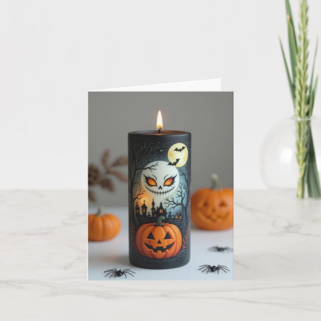 Tarjeta De Agradecimiento Feliz Halloween, velas de Halloween, Halloween (Anverso)