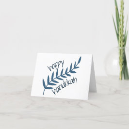 Tarjeta De Agradecimiento Feliz Hanukkah (con hojas azules)