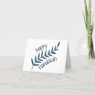 Tarjeta De Agradecimiento Feliz Hanukkah (con hojas azules)