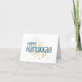 Tarjeta De Agradecimiento Feliz Hanukkah (con oliage de oro)
