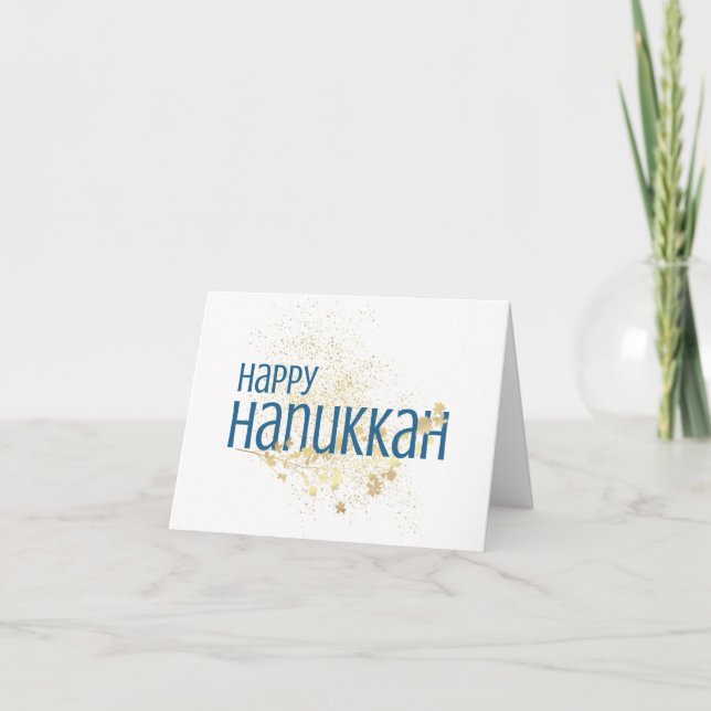 Tarjeta De Agradecimiento Feliz Hanukkah (con oliage de oro) (Anverso)