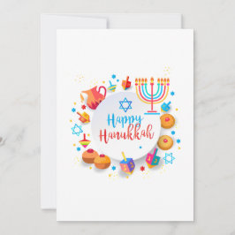 Tarjeta De Agradecimiento Feliz Hanukkah Hermoso Ornamento de festividad jud