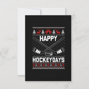 Tarjeta De Agradecimiento Feliz Hockeydays Navidades divertidos jugador de h