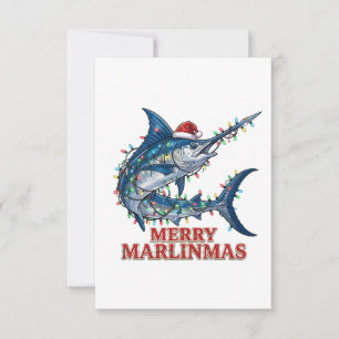 Tarjeta De Agradecimiento Feliz Marlinmas Marlín Pescado Sombrero Santa Navi