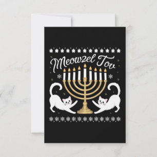 Tarjeta De Agradecimiento Feliz Meowzel Chanuká Suéter Feo Divertido de Hanu