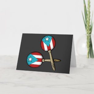 Tarjeta De Agradecimiento Feliz navegación Bandera portorriqueña Maracas Bor