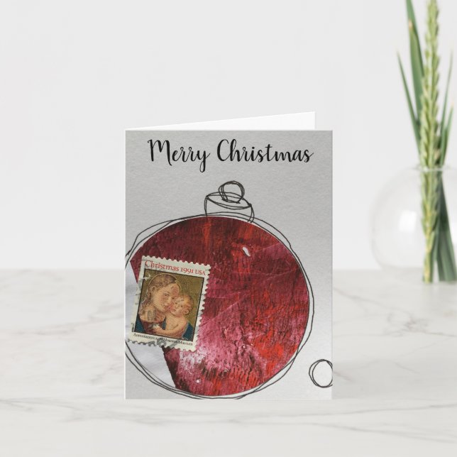 Tarjeta De Agradecimiento Feliz Navidad - adorno dibujado a mano 2020-12 (Anverso)