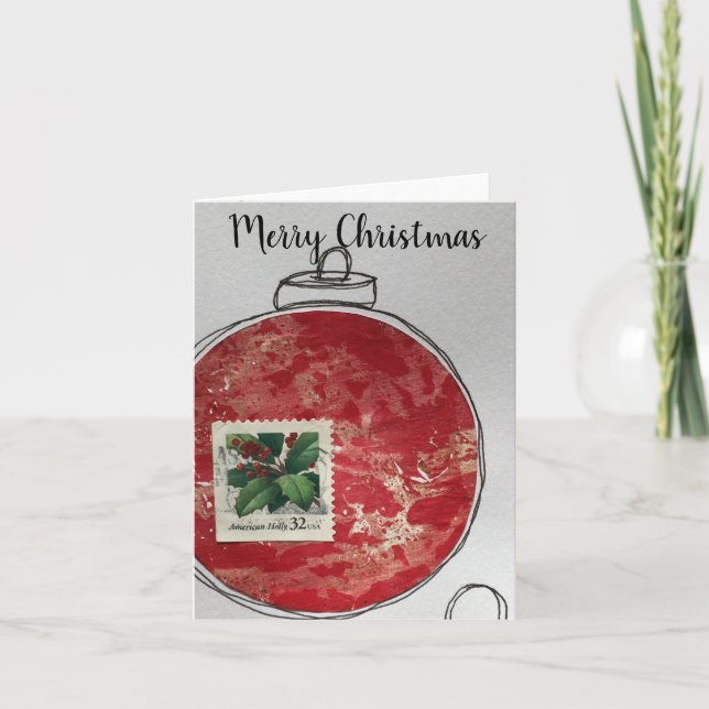 Tarjeta De Agradecimiento Feliz Navidad - adorno dibujado a mano 2020-13 (Anverso)