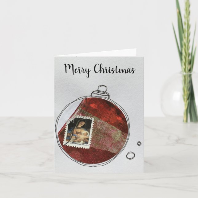 Tarjeta De Agradecimiento Feliz Navidad - adorno dibujado a mano 2020-2 (Anverso)