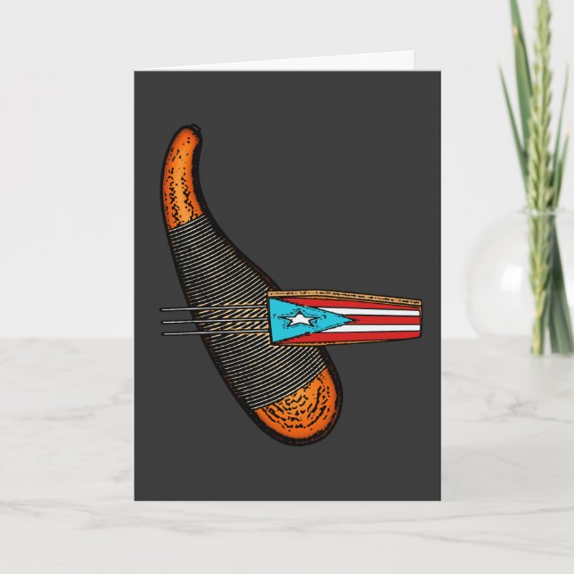Tarjeta De Agradecimiento Feliz Navidad Bandera de Puerto Rico Guiro Boricua (Anverso)