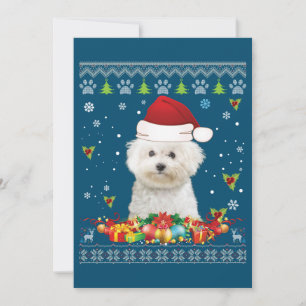 Tarjeta De Agradecimiento Feliz Navidad Bichons Frise Dog Ugly Sweater