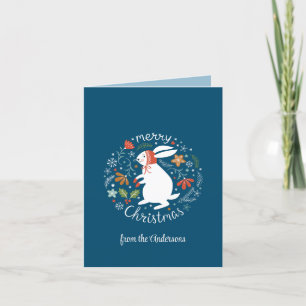 Tarjeta De Agradecimiento Feliz Navidad Bunny Rabbit Holiday