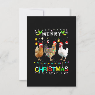 Tarjeta De Agradecimiento Feliz navidad Camisa de pollo Santa Hat Luces Xma