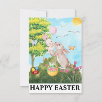 Tarjeta De Agradecimiento Feliz Navidad Conejo Cudo Conejo de Pascua 