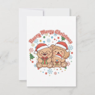 Tarjeta De Agradecimiento "Feliz Navidad de Osito" Familia de Ositos de Pelu