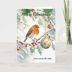Tarjeta De Agradecimiento Feliz Navidad desde Across Miles Robin en una H