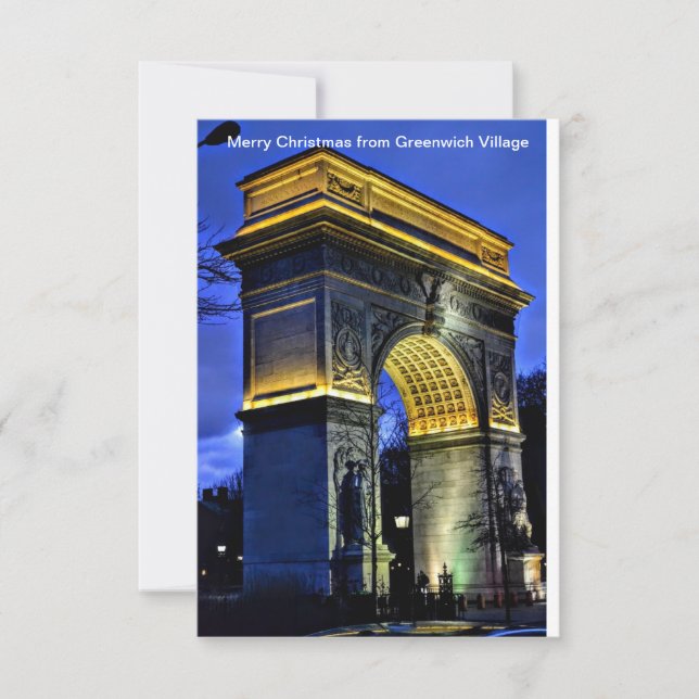 Tarjeta De Agradecimiento Feliz Navidad desde Greenwich Village, Wash. Sq. (Anverso)