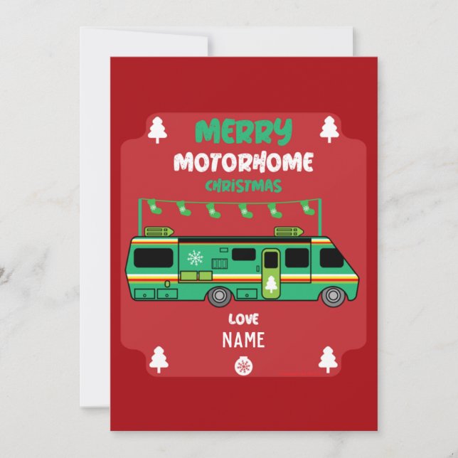 Tarjeta De Agradecimiento Feliz Navidad en Motorhome RV (Anverso)