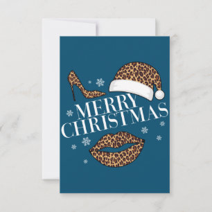 Tarjeta De Agradecimiento Feliz Navidad estampado de leopardo para mujeres