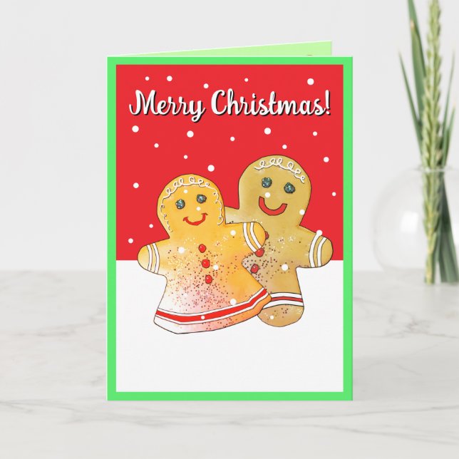Tarjeta De Agradecimiento Feliz Navidad Gingerbread Card (Anverso)