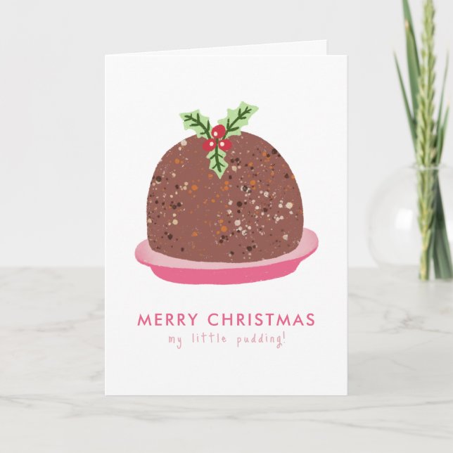 Tarjeta De Agradecimiento Feliz Navidad Moderno Ilustracion Pudding (Anverso)