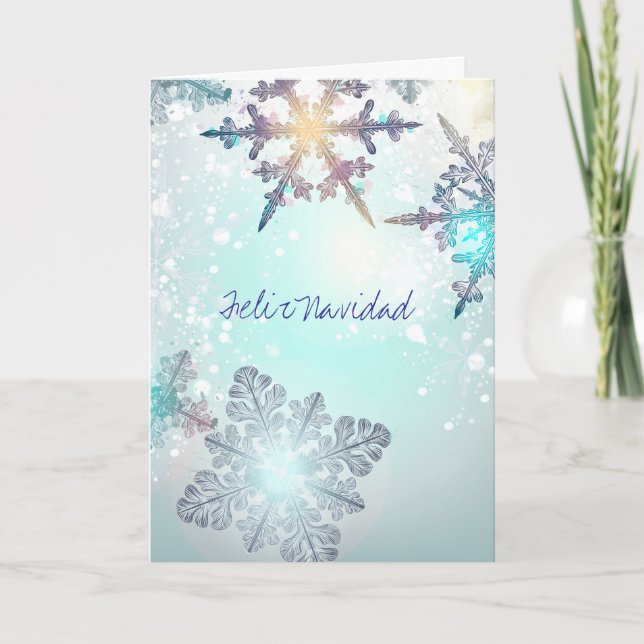 Tarjeta De Agradecimiento Feliz Navidad Navidad HolidayBlue Snowflake (Anverso)