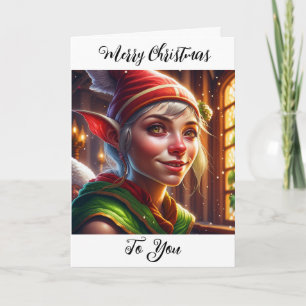 Tarjeta De Agradecimiento Feliz Navidad para ti Adorable Elfo