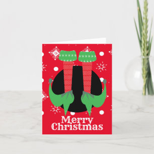 Tarjeta De Agradecimiento Feliz Navidad Pies de Duende Tacones Copos de Niev