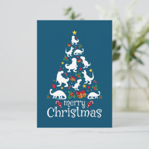 Tarjeta De Agradecimiento Feliz Navidad T Rex Niños Niños Navidades divertid