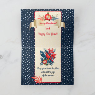 Tarjeta De Agradecimiento Feliz Navidad y Feliz Año Nuevo. 2026 Pájaro Azul