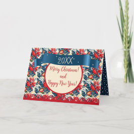 Tarjeta De Agradecimiento Feliz Navidad y Feliz Año Nuevo. 2026 Pájaro Azul