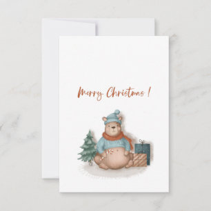 Tarjeta De Agradecimiento Feliz Navidad y feliz año nuevo lindo oso