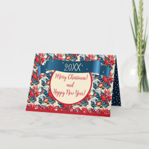 Tarjeta De Agradecimiento Feliz Navidad y próspero Año Nuevo. 2026 Blue Bird