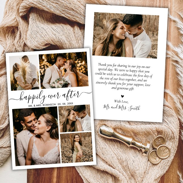 Tarjeta De Agradecimiento Feliz Nunca Después De Script 5 Boda De Collages d (Subido por el creador)