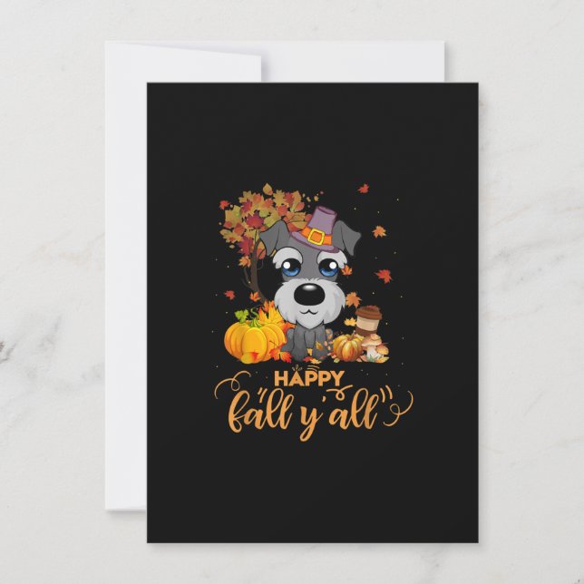 Tarjeta De Agradecimiento feliz otoño para todos perro schnauzer día de acci (Anverso)