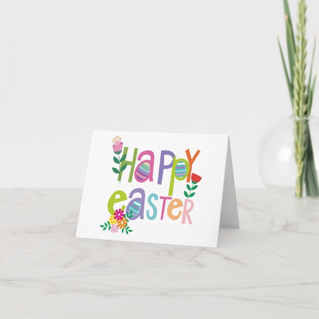 Tarjeta De Agradecimiento Feliz Pascua  (A bright and joyful Easter card bursting with color and springtime charm.)