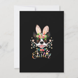 Tarjeta De Agradecimiento Feliz Pascua Conejito Boston Terrier Amantes con E