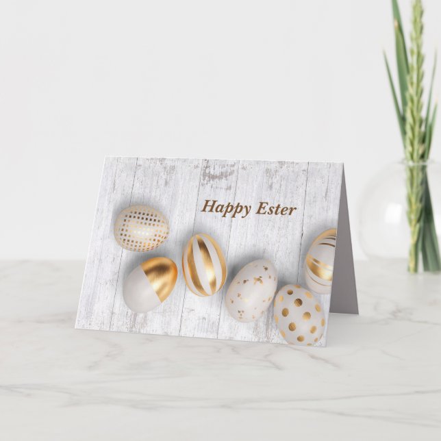 Tarjeta De Agradecimiento Feliz Pascua. Huevo de oro de Pascua (Anverso)