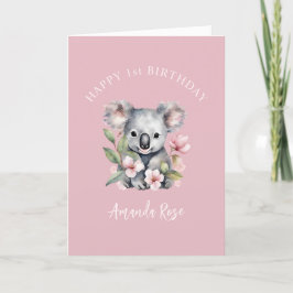 Tarjeta De Agradecimiento Feliz primer cumpleaños Koala acuarela
