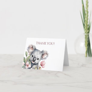 Tarjeta De Agradecimiento Feliz primer cumpleaños Koala acuarela