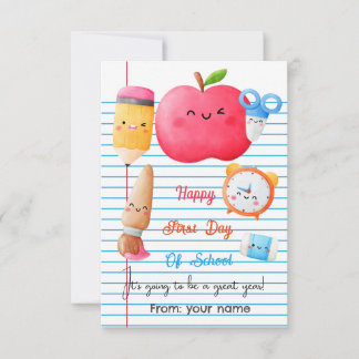 Tarjeta De Agradecimiento Feliz primer día de clases