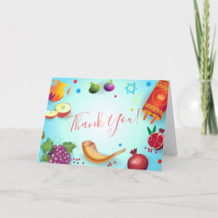 Tarjeta De Agradecimiento Feliz Rosh Hashaná Año Nuevo Judío Miel y Manzana