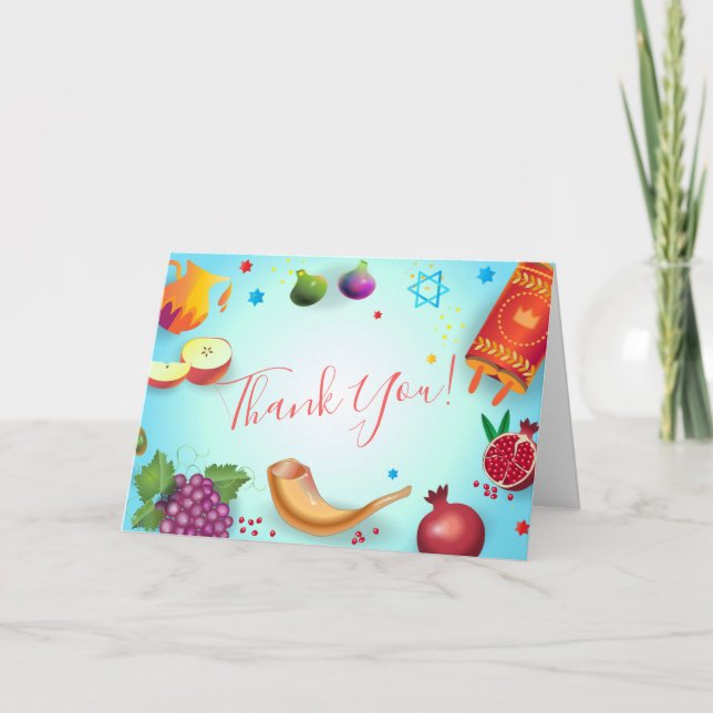 Tarjeta De Agradecimiento Feliz Rosh Hashaná Año Nuevo Judío Miel y Manzana (Anverso)