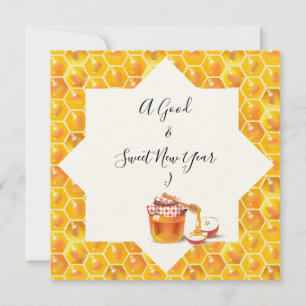 Tarjeta De Agradecimiento Feliz Rosh Hashaná Año Nuevo Judío Miel y Manzana