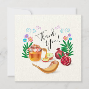 Tarjeta De Agradecimiento Feliz Rosh Hashaná Año Nuevo Judío Miel y Manzana